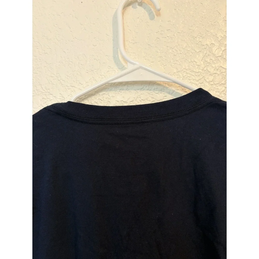 Adidas Shirt Men XL Navy Blue Crew Tee Spell Out Chest Hit Logo Go To Tee